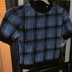 VOLCOM Turtleneck Cropped Plaid Shirt